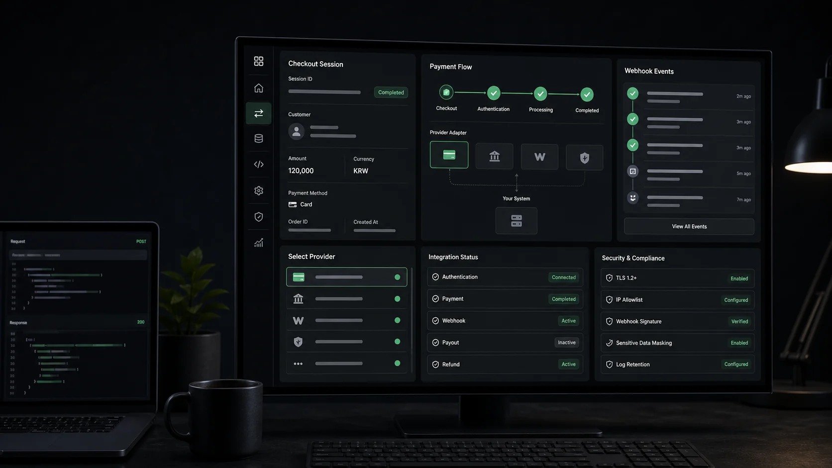 PG Flow Desk checkout and webhook dashboard