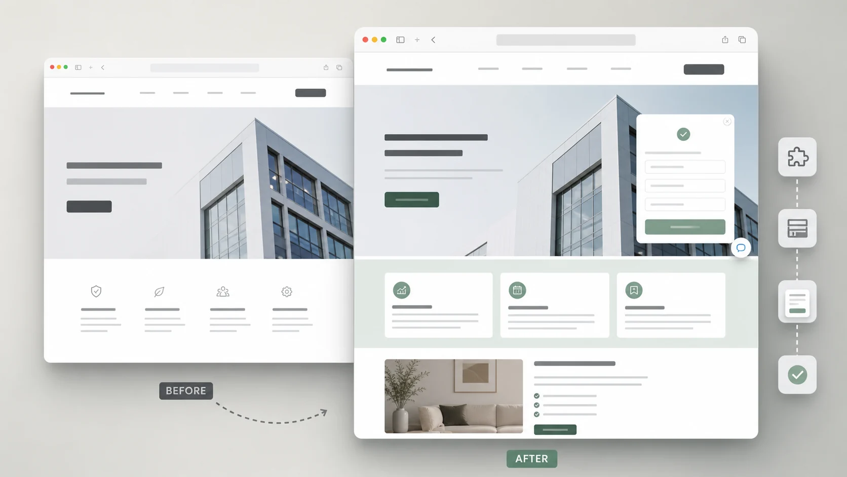 Add-on Lab before and after website extension
